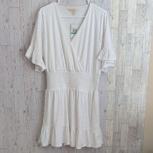 Michael Kors White Eyelet Knee-length Dress Soft Textured Fabric